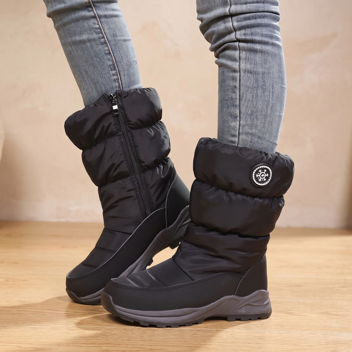 Women's Fleece-Lined Waterproof Mid-Calf Snow Boots
