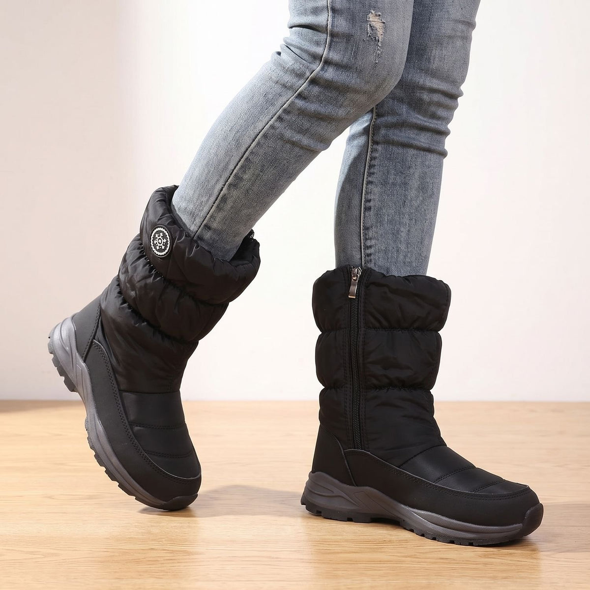 Women's Fleece-Lined Waterproof Mid-Calf Snow Boots