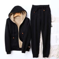 Women's Fleece-Lined Winter Hoodie Jogger Set Sherpa - Black