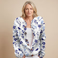 Women's Floral Bird Print Button-Front Knit Cardigan