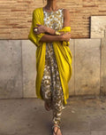 Women's Floral Sleeveless Maxi Dress Elegant Two Piece Set - Yellow