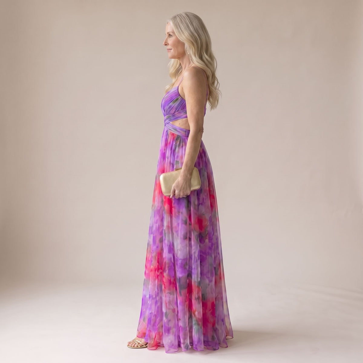 Women's Floral Spaghetti-Strap Wrap Bodice Maxi Dress