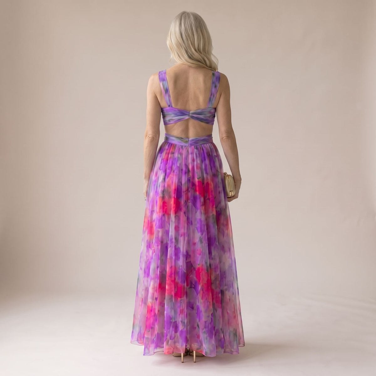 Women's Floral Spaghetti-Strap Wrap Bodice Maxi Dress