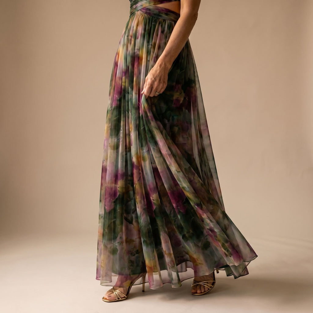 Women's Floral Spaghetti-Strap Wrap Bodice Maxi Dress