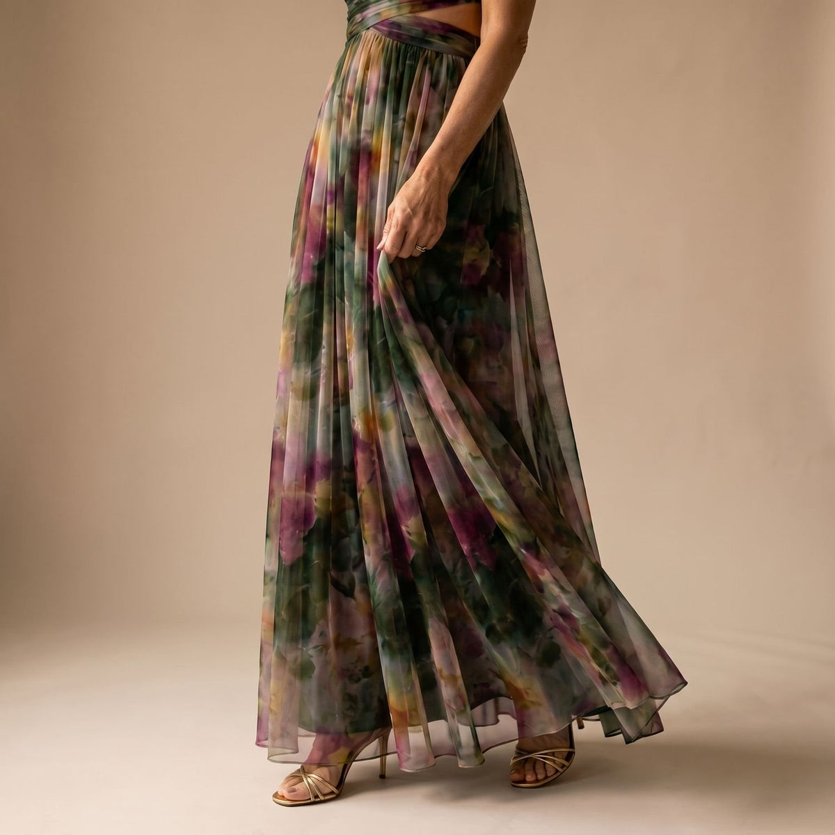 Women's Floral Spaghetti-Strap Wrap Bodice Maxi Dress