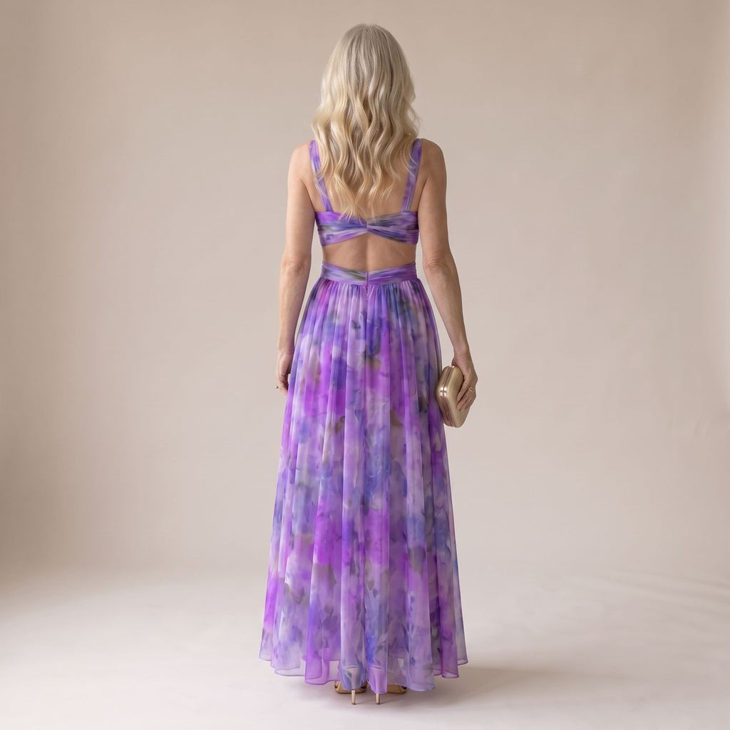 Women's Floral Spaghetti-Strap Wrap Bodice Maxi Dress