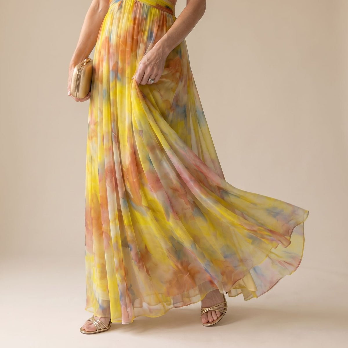 Women's Floral Spaghetti-Strap Wrap Bodice Maxi Dress