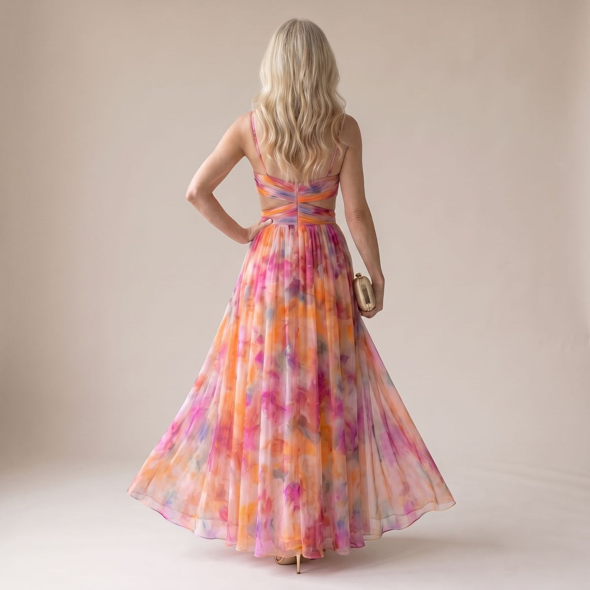 Women's Floral Spaghetti-Strap Wrap Bodice Maxi Dress