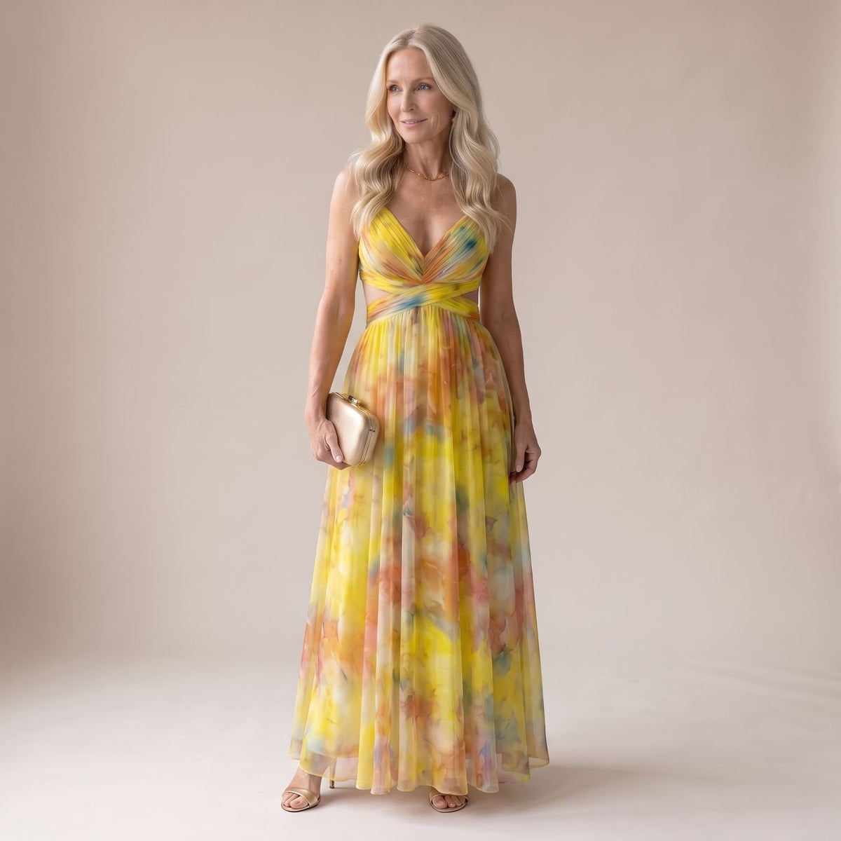 Women's Floral Spaghetti-Strap Wrap Bodice Maxi Dress