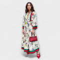 Women's Floral Tiered Bell-Sleeve Boho Maxi Dress - White