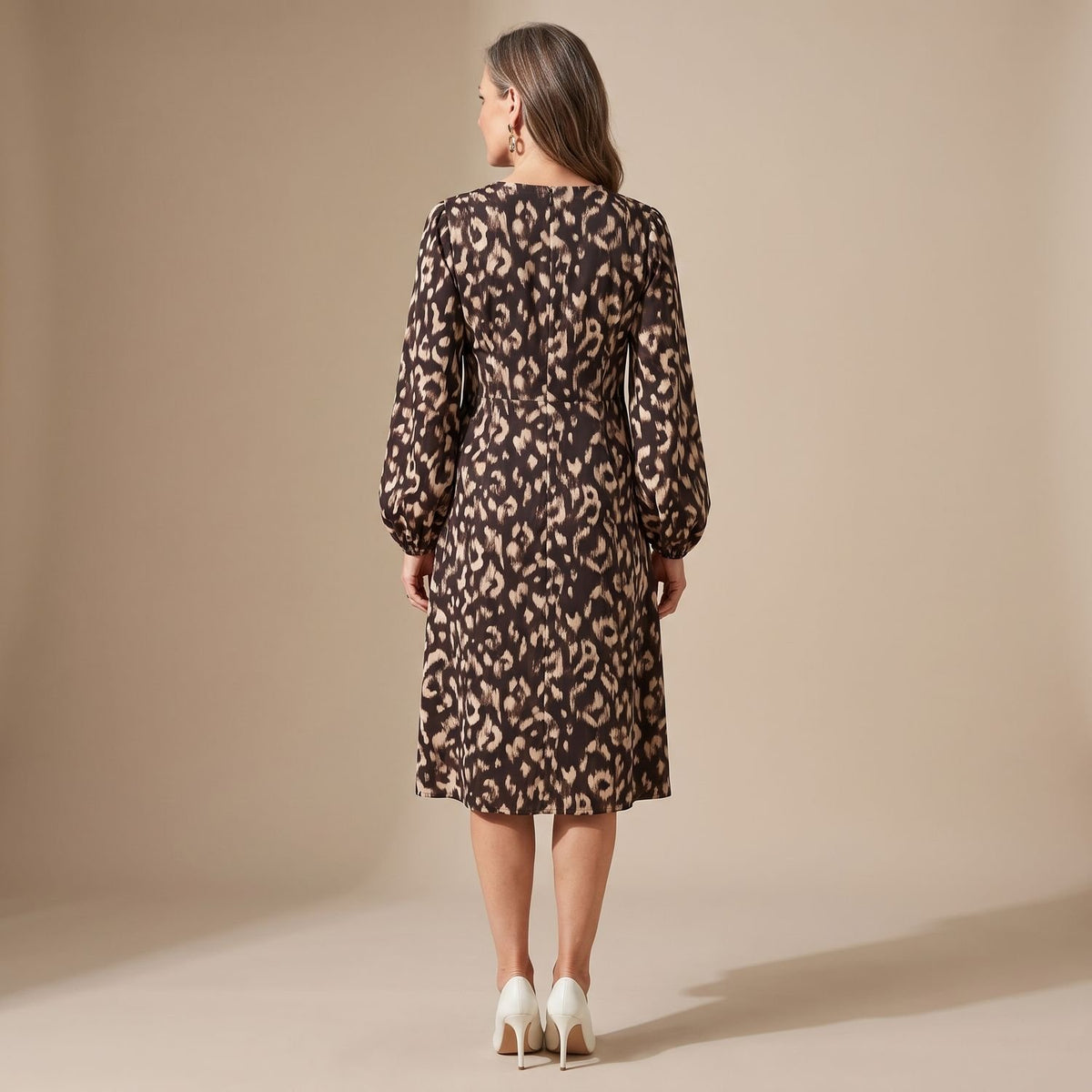Women's Flowy Abstract-Print Midi Party Dress