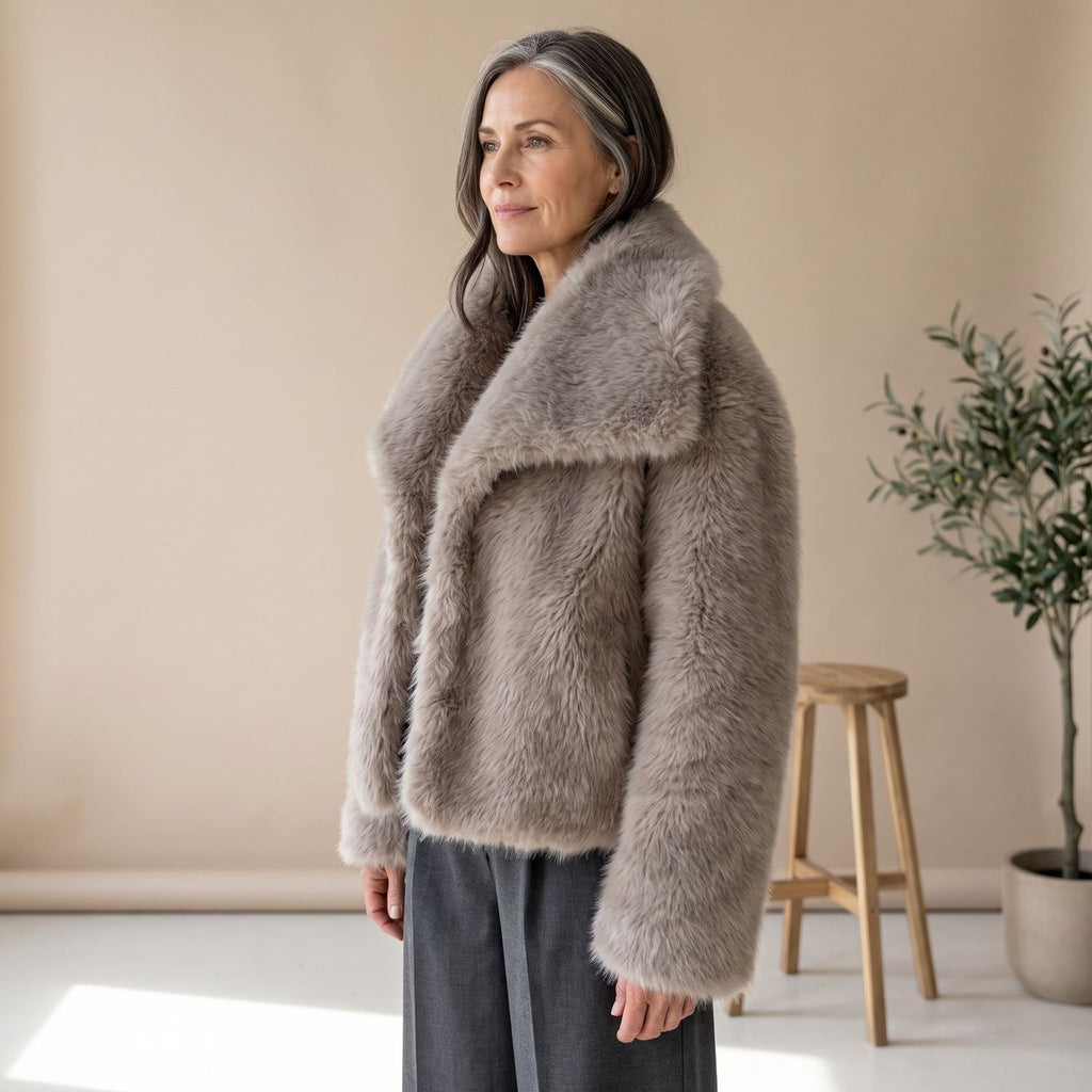 Women's Fluffy Faux Fur Jacket Oversized Lapel Coat