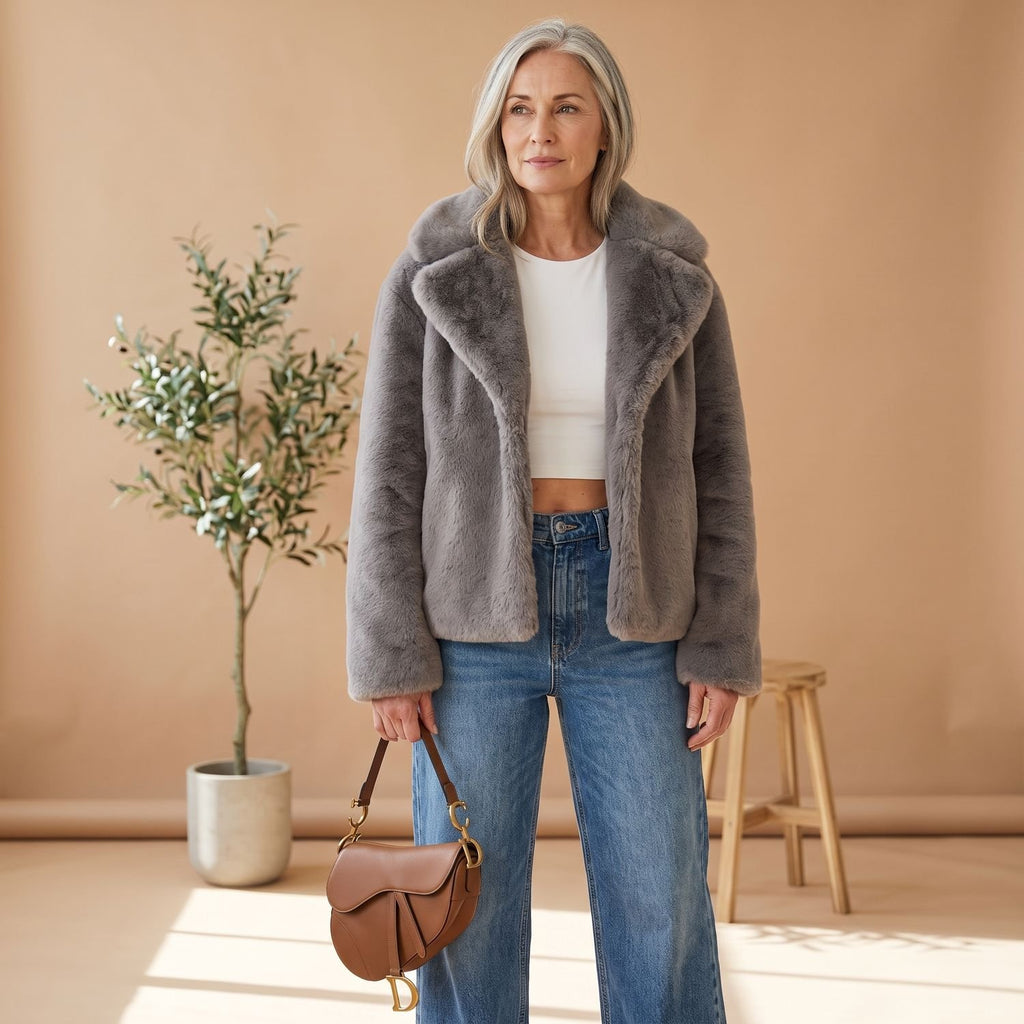 Women's Fluffy Faux Fur Jacket Oversized Lapel Coat