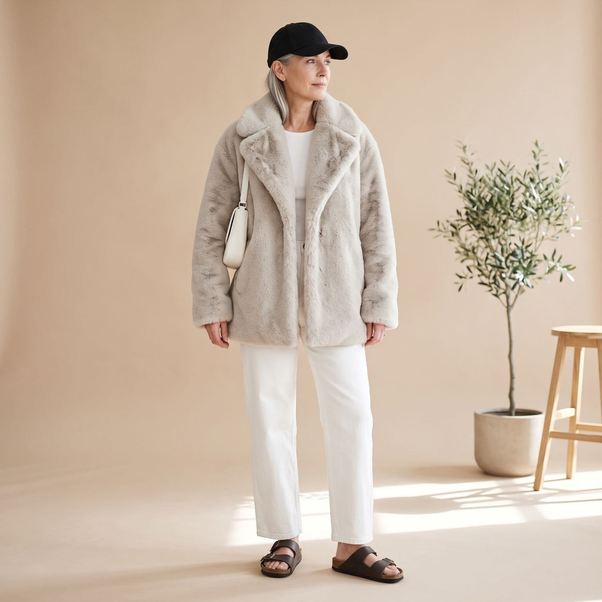 Women's Fluffy Faux Fur Jacket Oversized Lapel Coat
