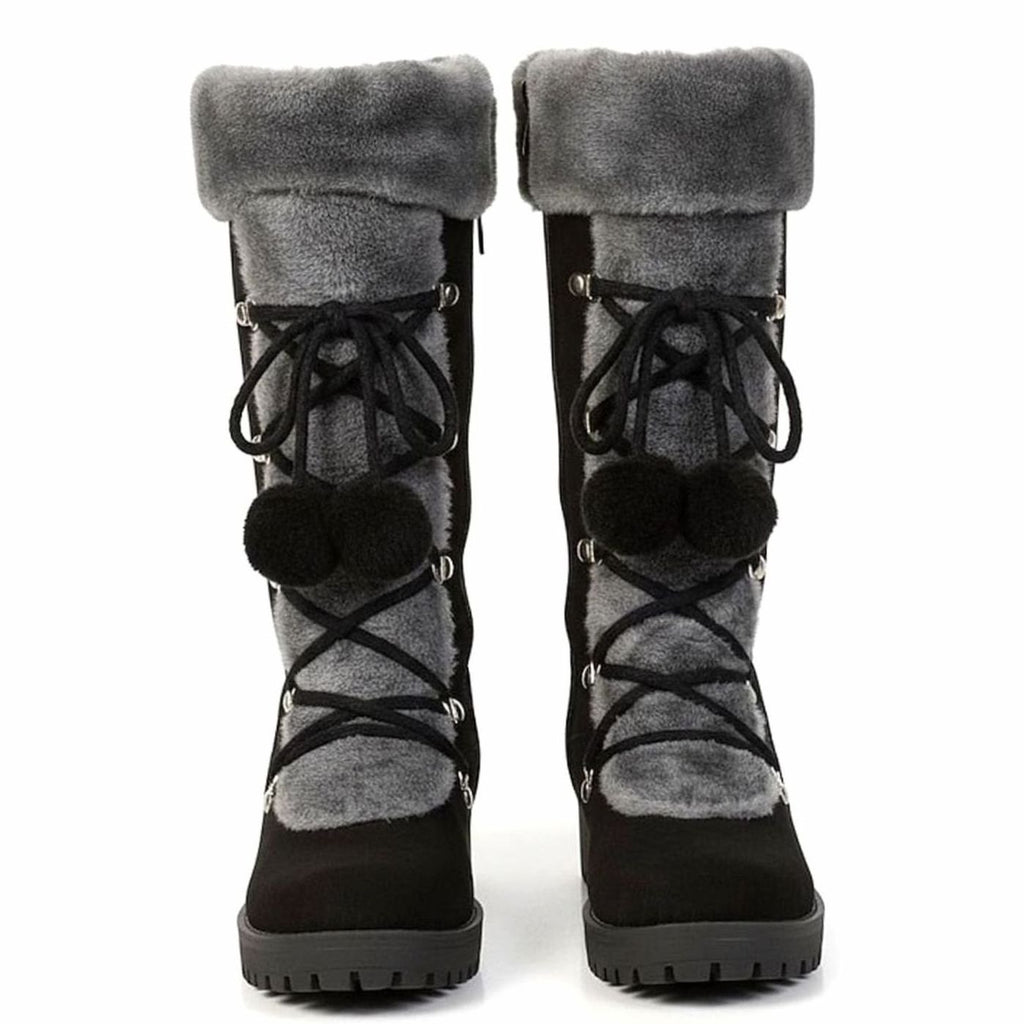 Women's Foldover Fur-Trimmed Lace-Up Mid-Calf Snow Boots