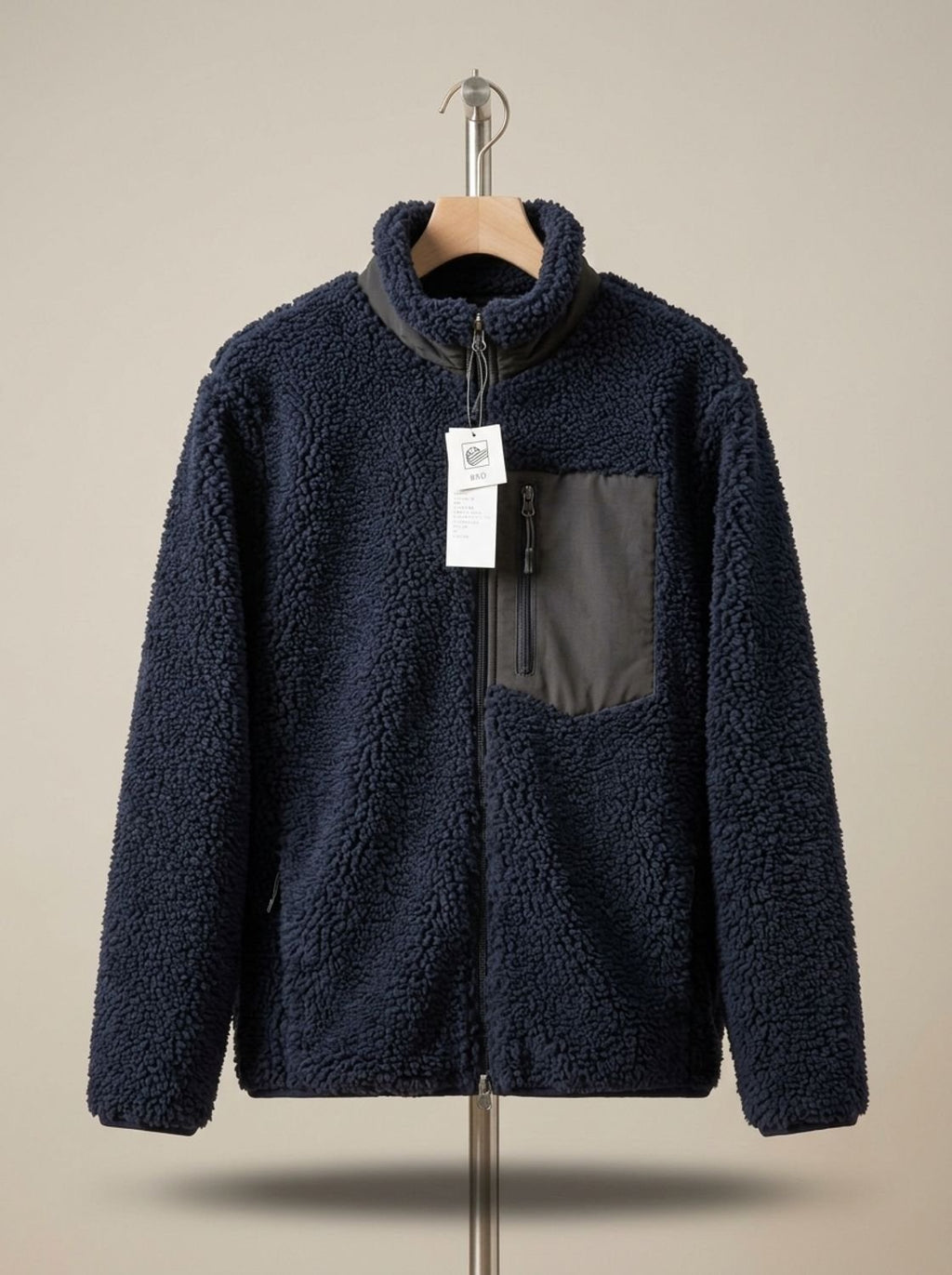 Women's Full Zip-Up Sherpa Fleece Relaxed-Fit Jacket - Navy Blue