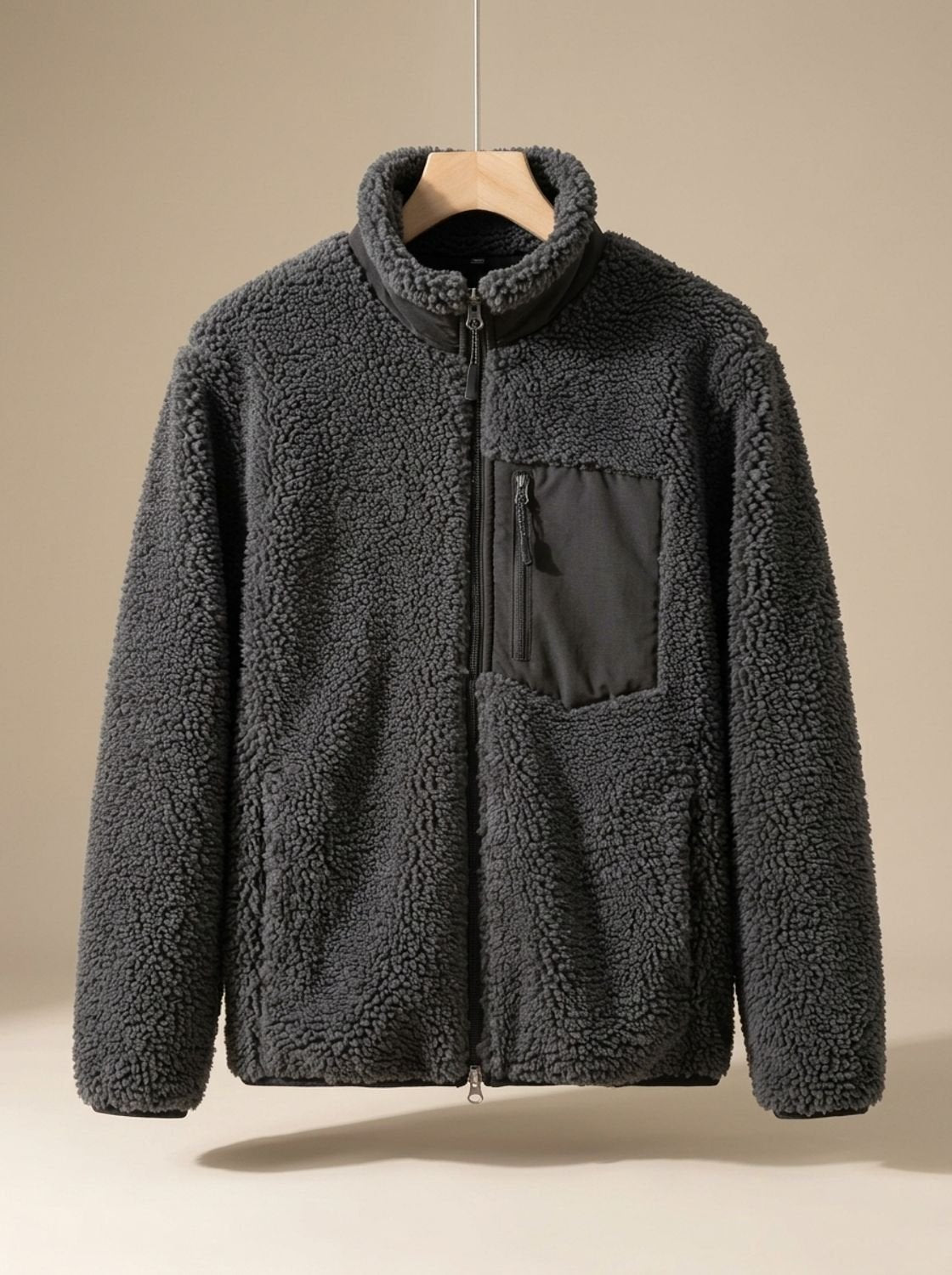 Women's Full Zip-Up Sherpa Fleece Relaxed-Fit Jacket - Grey