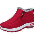Women's Fur-Lined Quilted Slip-On Winter Ankle Boots - Red