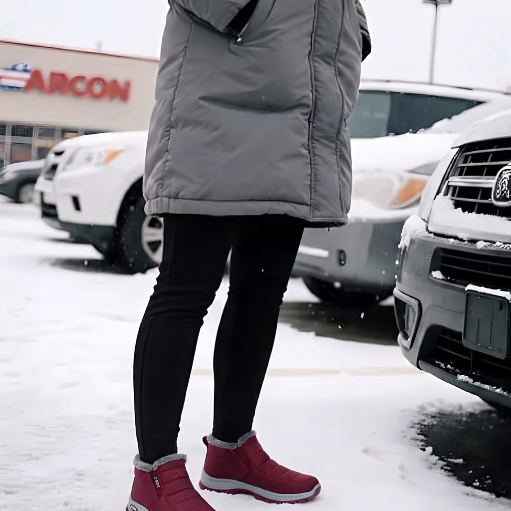 Women's Fur-Lined Quilted Slip-On Winter Ankle Boots