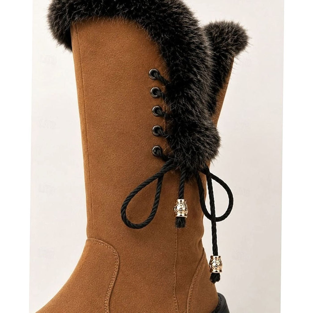Women's Fur-Trimmed Knee-High Winter Snow Boots