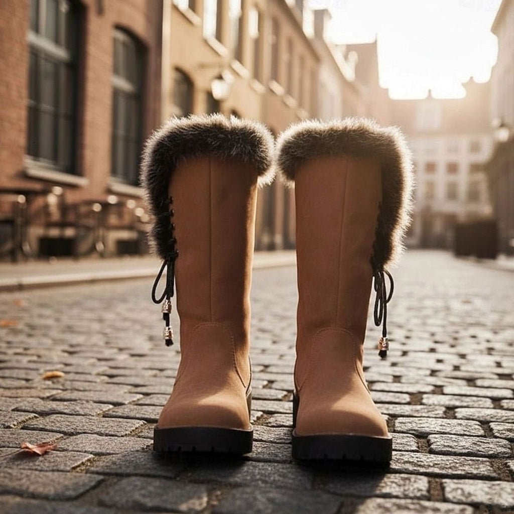 Women's Fur-Trimmed Knee-High Winter Snow Boots