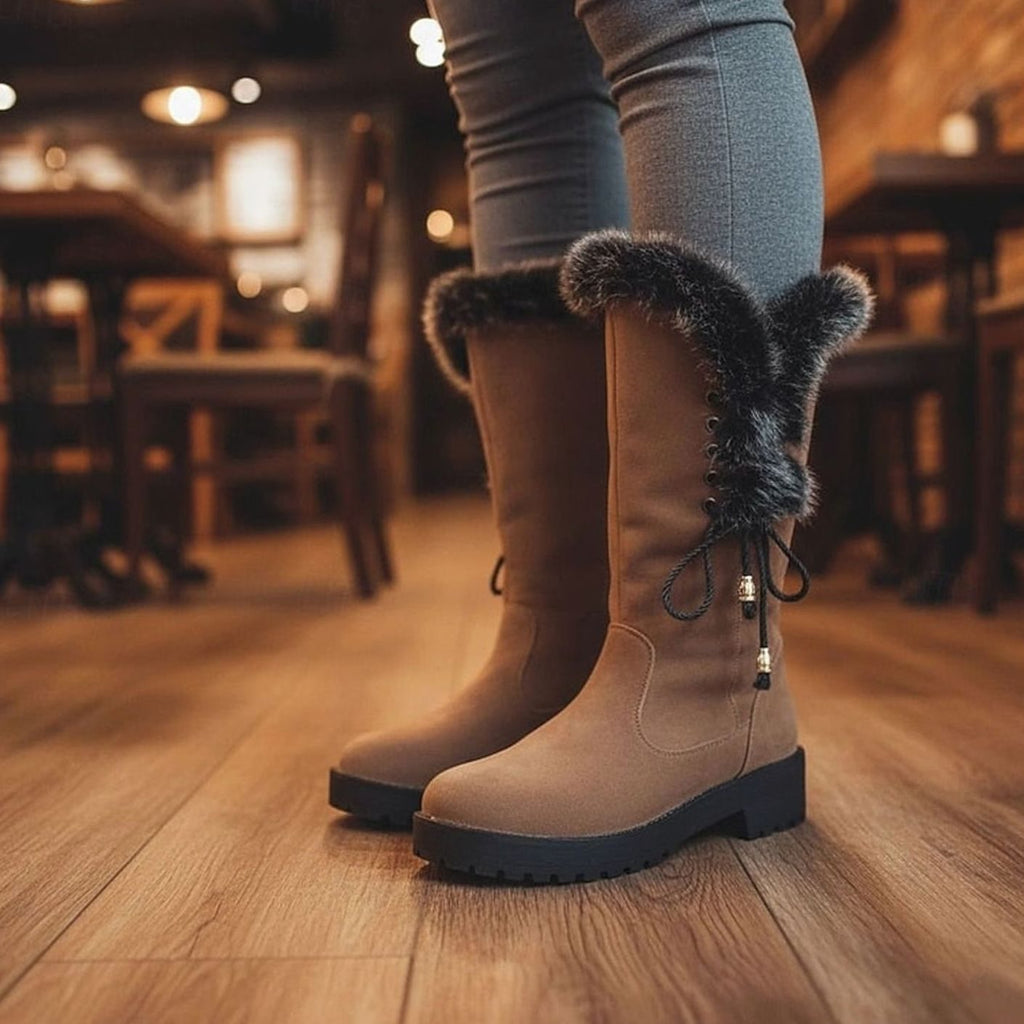 Women's Fur-Trimmed Knee-High Winter Snow Boots