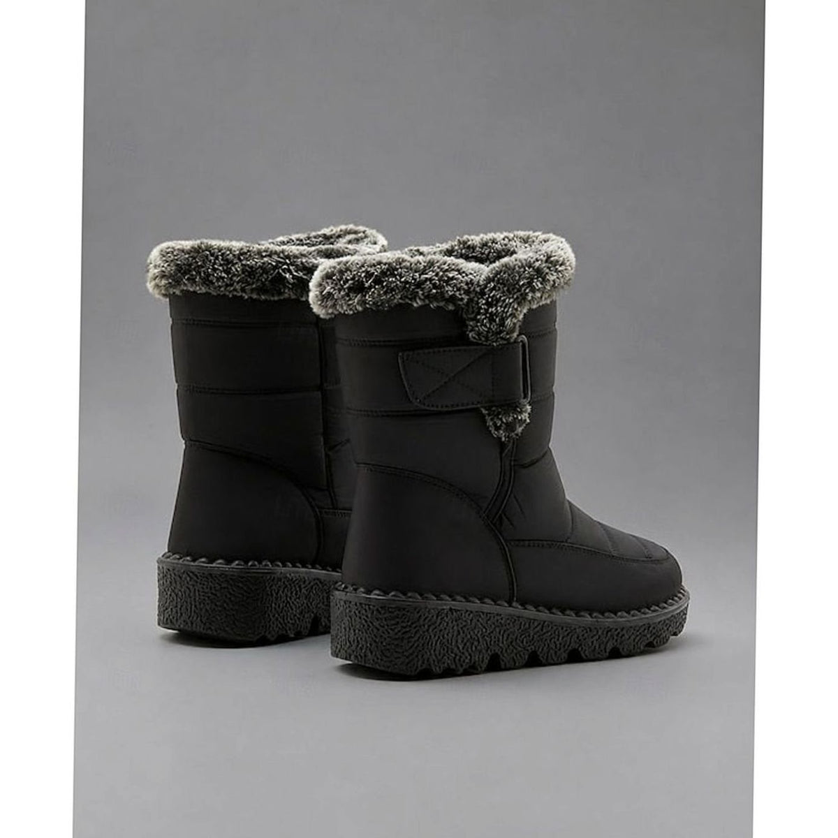 Women's Fur-Trimmed Quilted Slip-On Snow Boots
