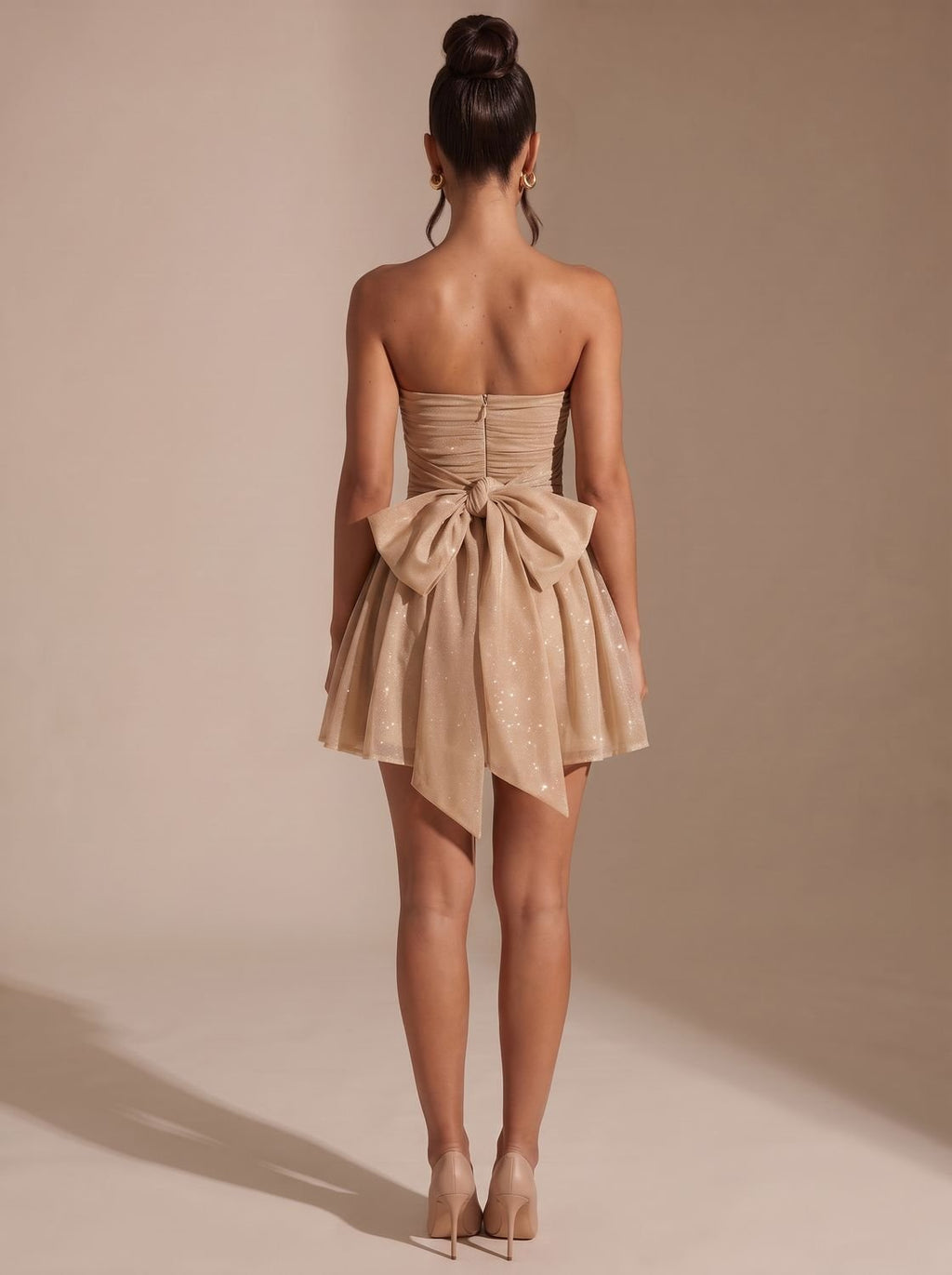 Women's Glitter Strapless Fit-and-Flare Mini Sequin Dress