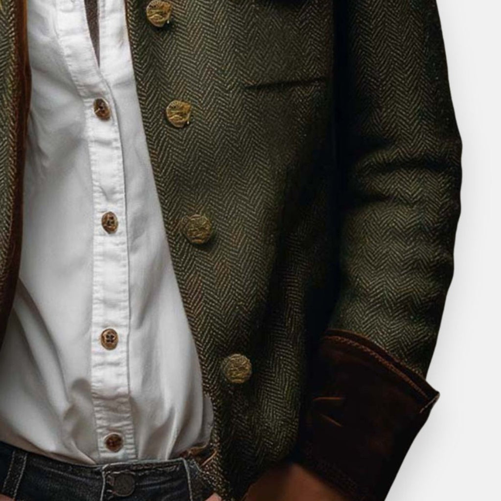 Women's Herringbone Tweed Button-Front Utility Jacket
