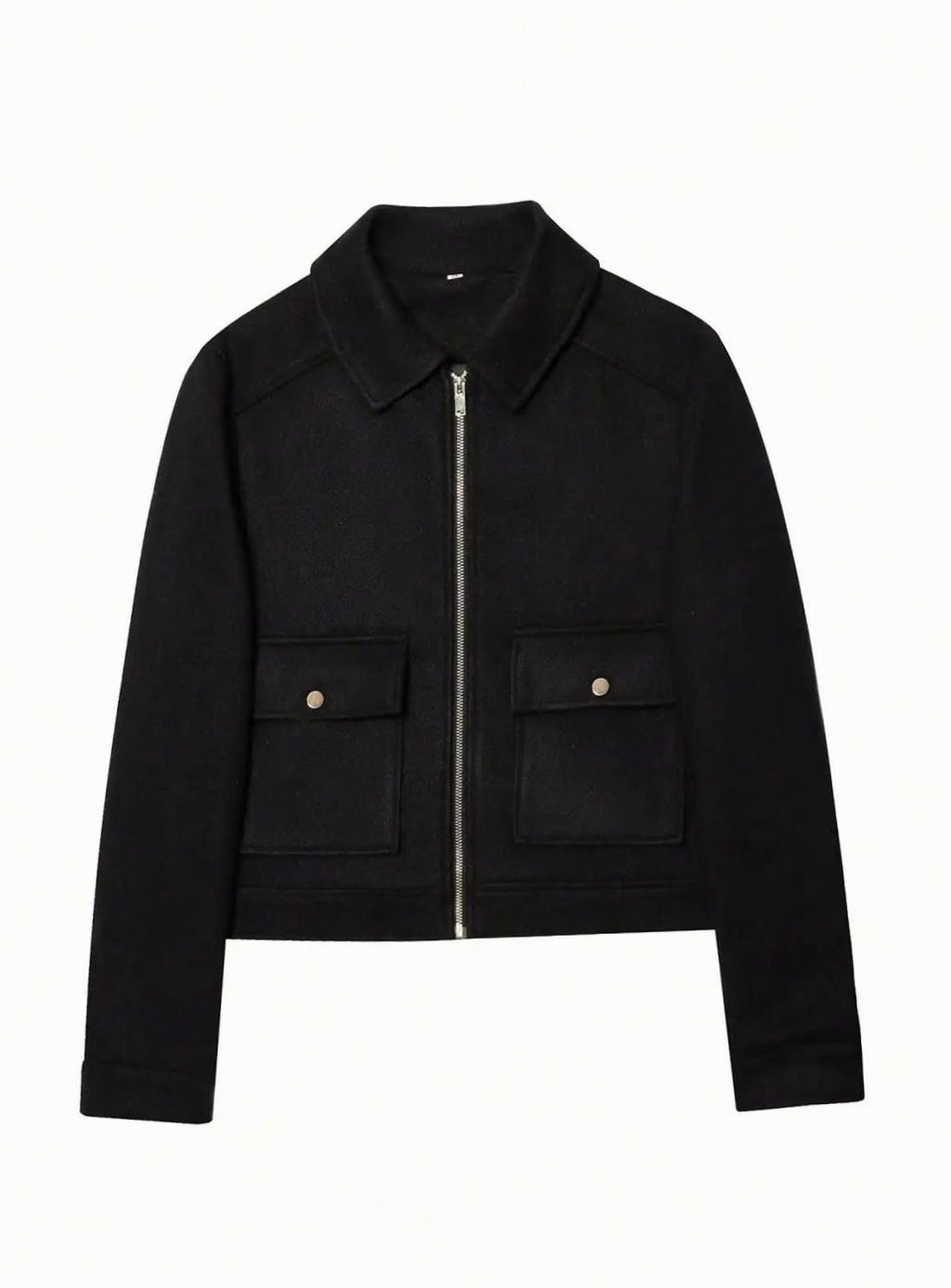 Women's High Neck Wool Blend Stand Collar Short Coat