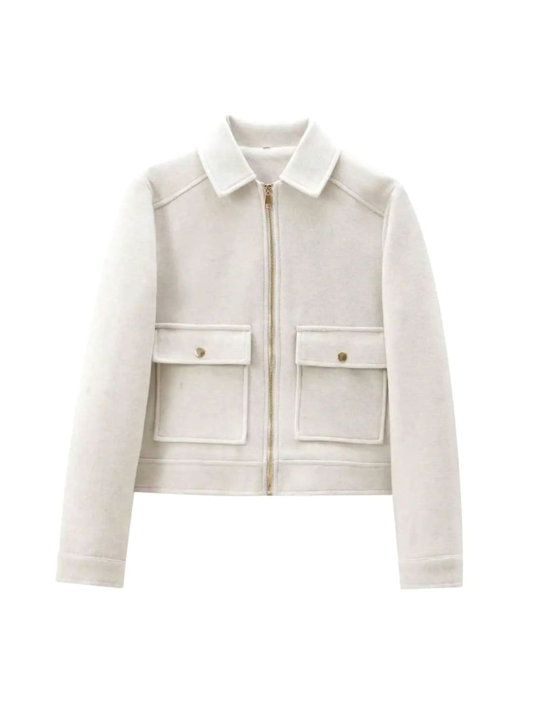 Women's High Neck Wool Blend Stand Collar Short Coat