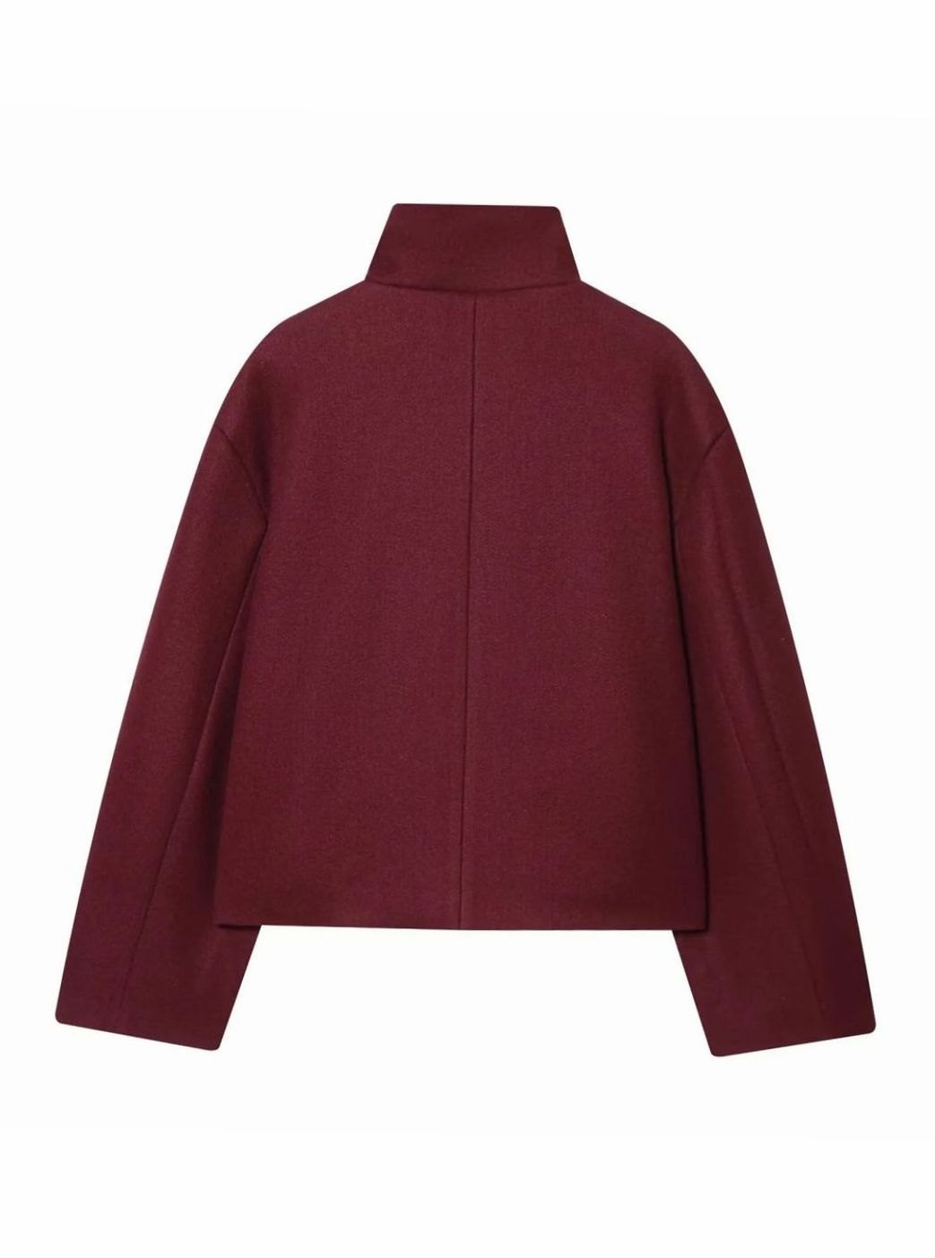 Women's High Neck Wool Blend Stand Collar Short Coat