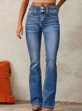 Women's High-Waist Flare Bootcut Pants Washed Denim - Sea Blue