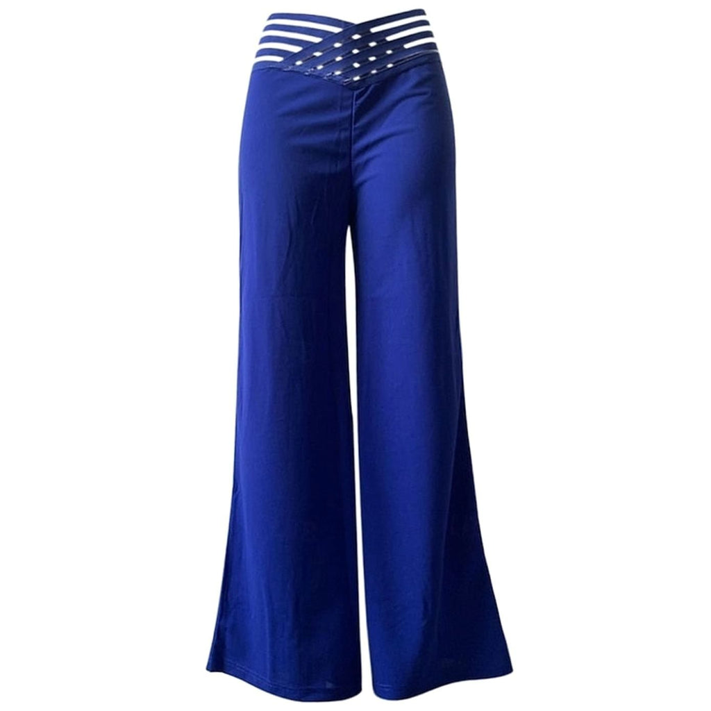 Women's High-Waist Wide-Leg Crossover Waistband Pants