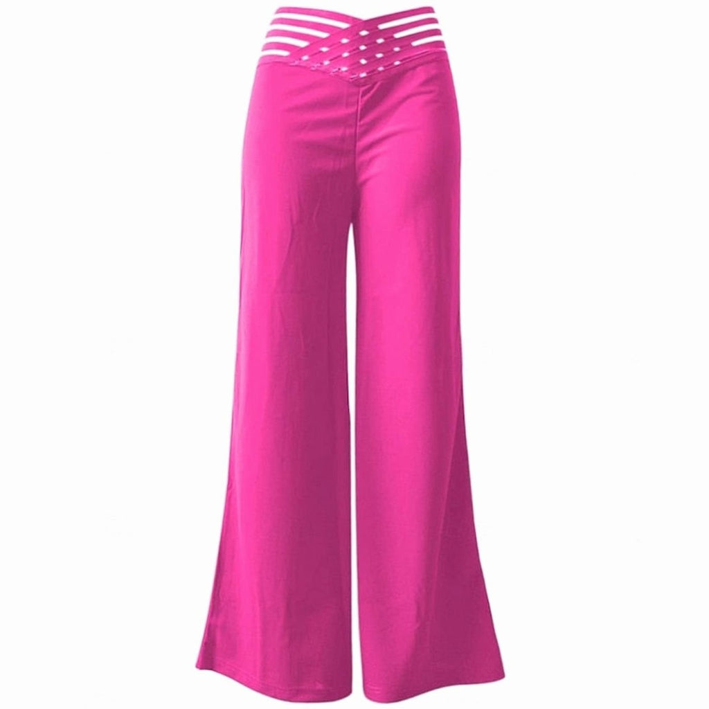 Women's High-Waist Wide-Leg Crossover Waistband Pants