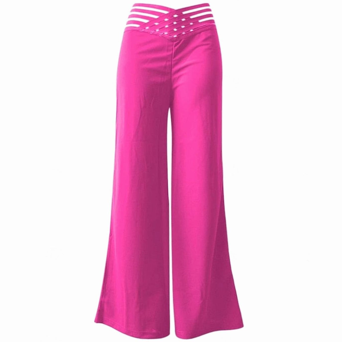 Women's High-Waist Wide-Leg Crossover Waistband Pants