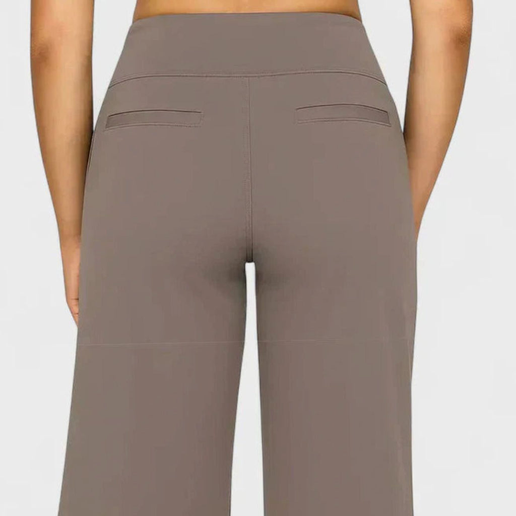 Women's High-Waist Wide-Leg Dressy Trousers Pockets