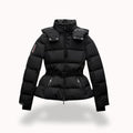 Women's Hooded Belted Quilted Puffer Jacket - Black