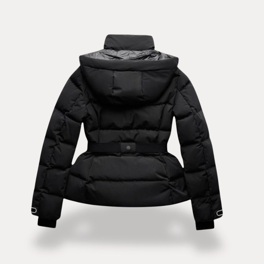 Women's Hooded Belted Quilted Puffer Jacket
