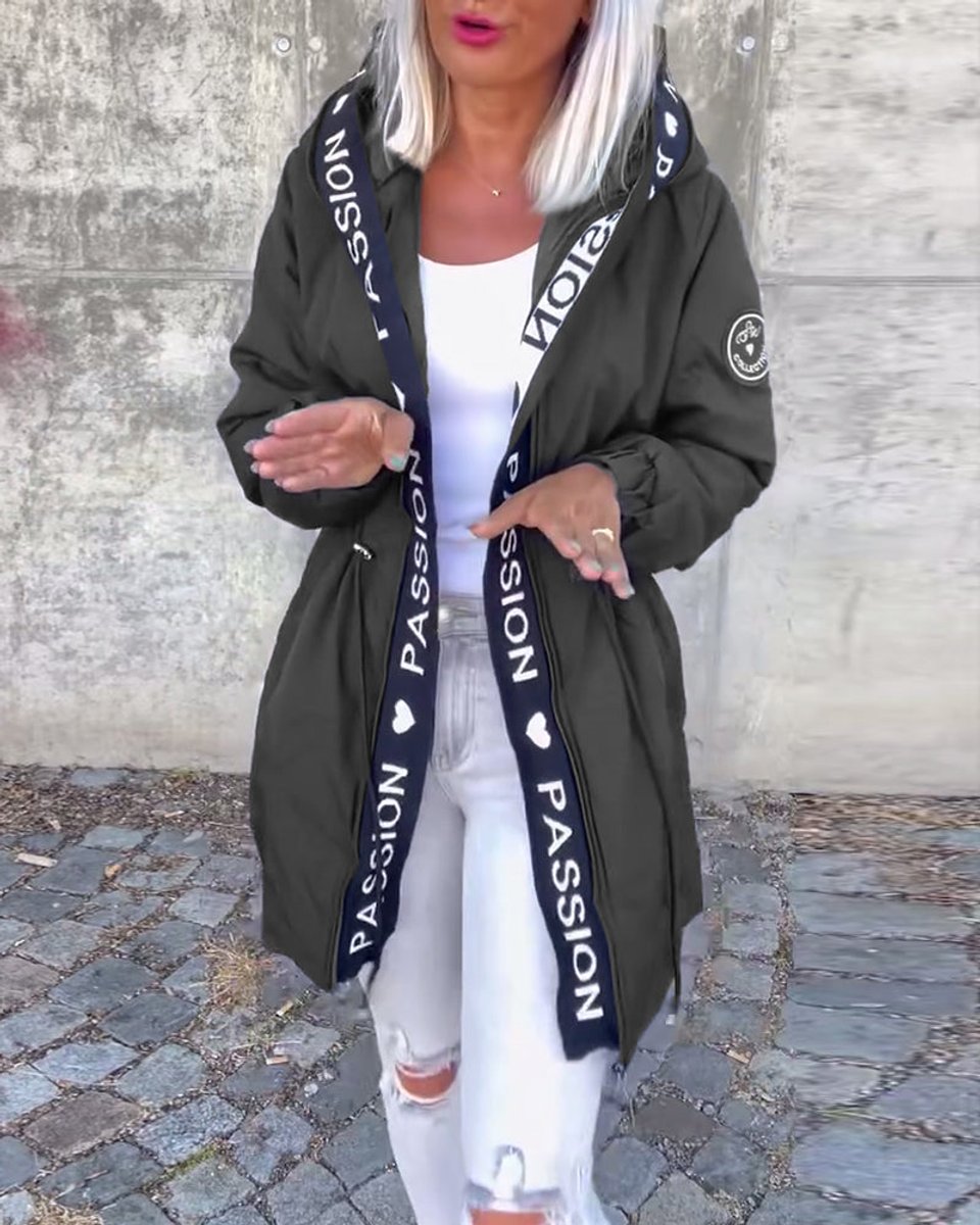 Women's Hooded Drawstring Midi Parka Coat
