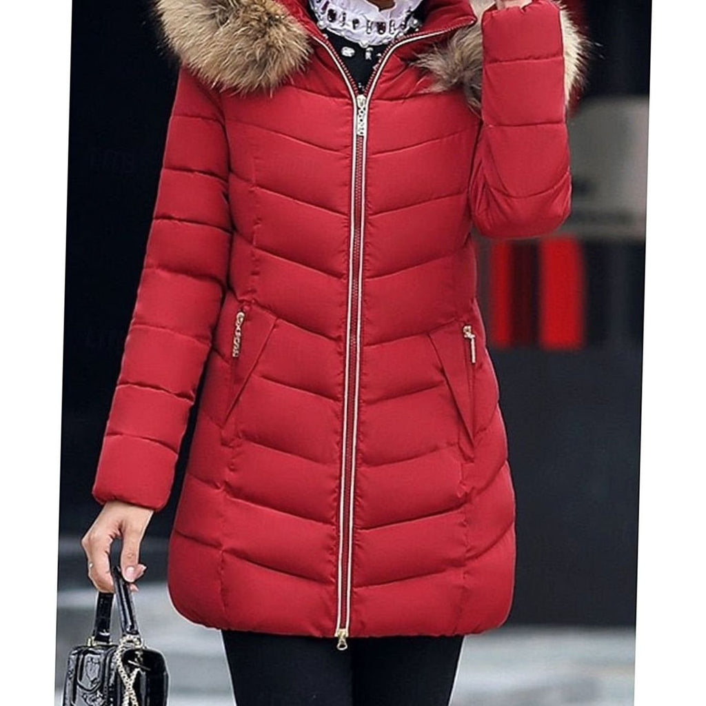 Women's Hooded Faux-Fur Trim Quilted Jacket Puffer Coat