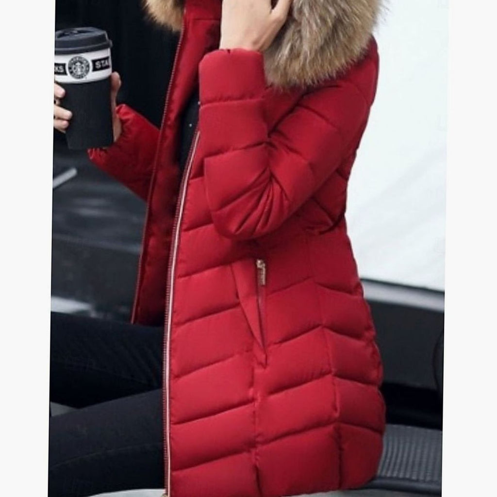 Women's Hooded Faux-Fur Trim Quilted Jacket Puffer Coat
