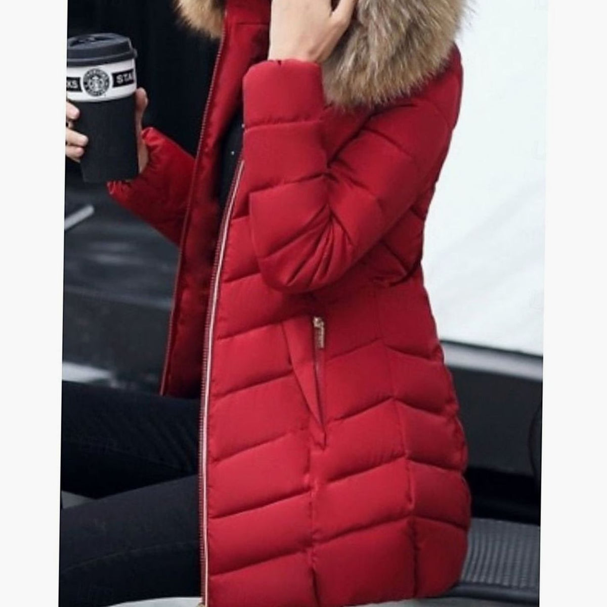 Women's Hooded Faux-Fur Trim Quilted Jacket Puffer Coat