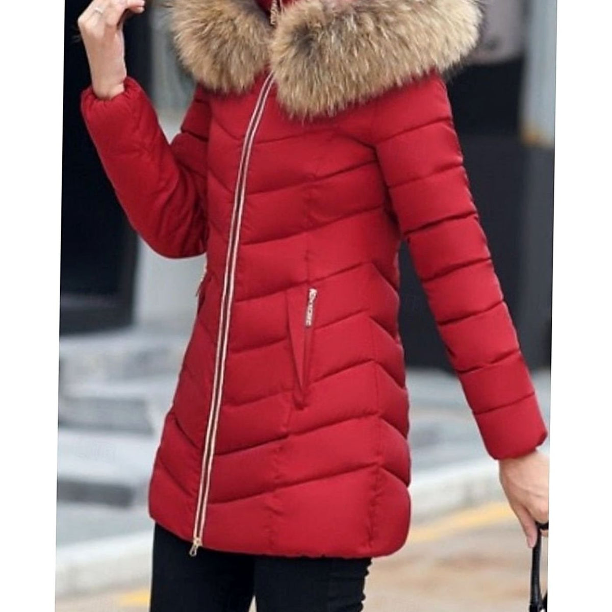 Women's Hooded Faux-Fur Trim Quilted Jacket Puffer Coat