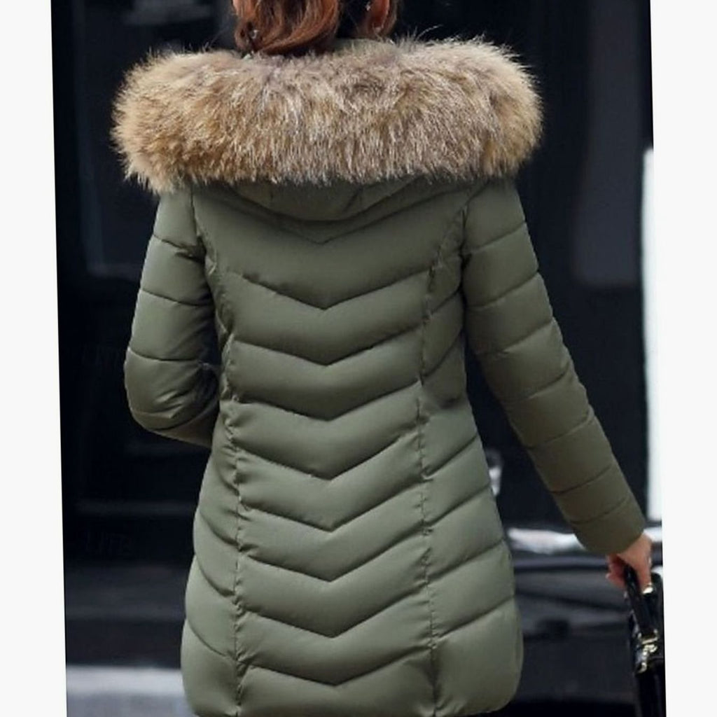 Women's Hooded Faux-Fur Trim Quilted Jacket Puffer Coat
