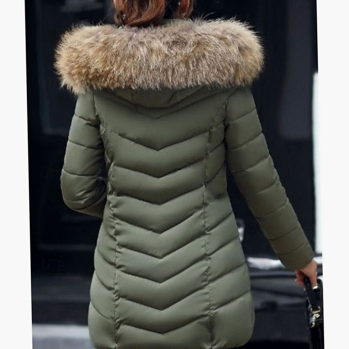 Women's Hooded Faux-Fur Trim Quilted Jacket Puffer Coat