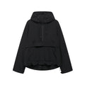 Women's Hooded Pullover Anorak Quilted Jacket Half-Zip - Black