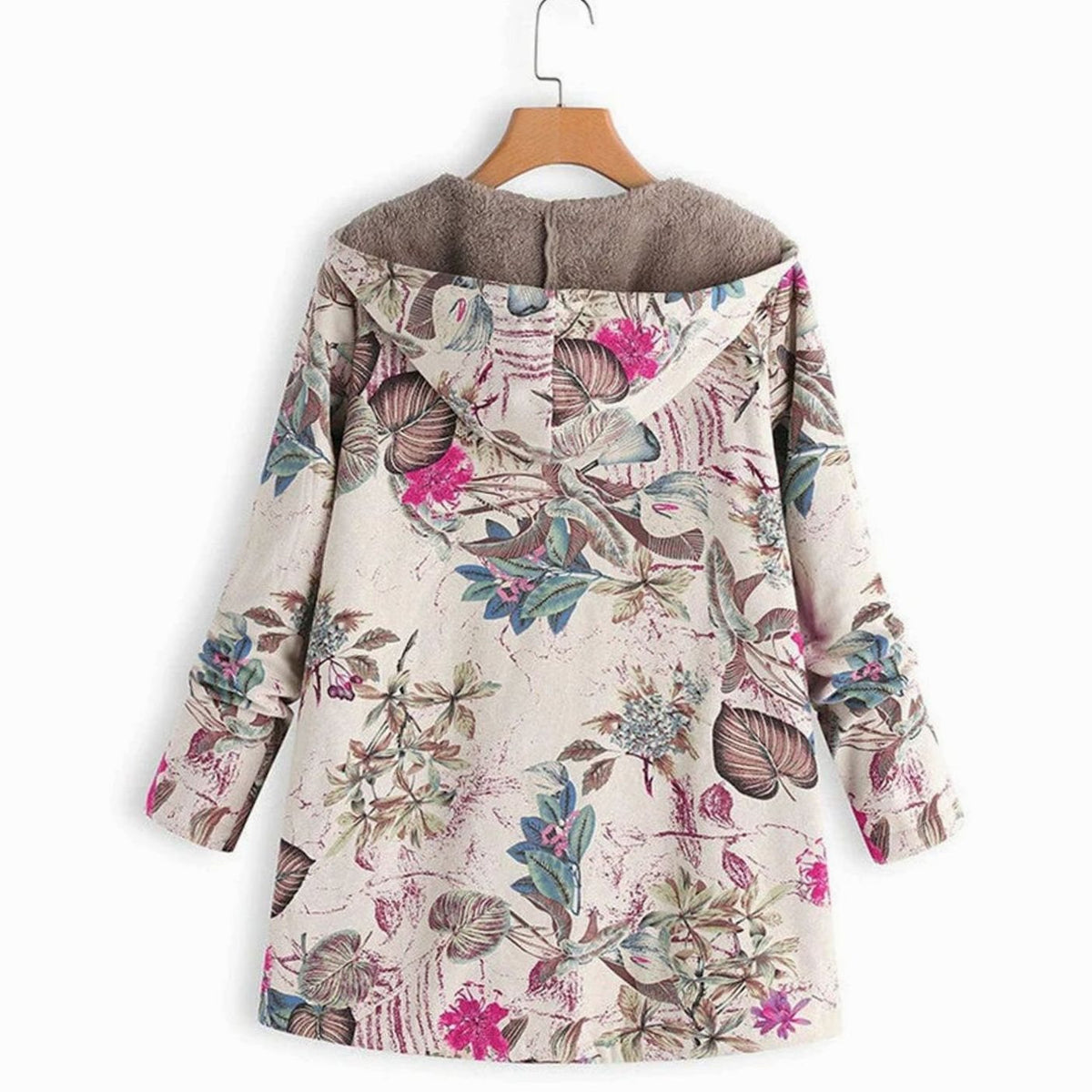 Women's Hooded Sherpa-Lined Winter Floral Coat