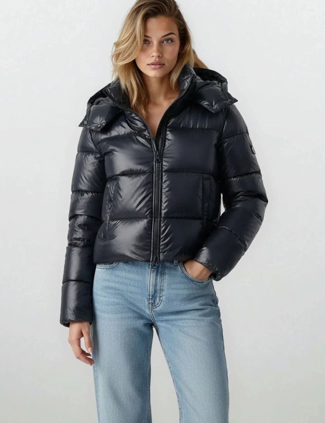 Women's Hooded Windproof Cropped Puffer Winter Coat