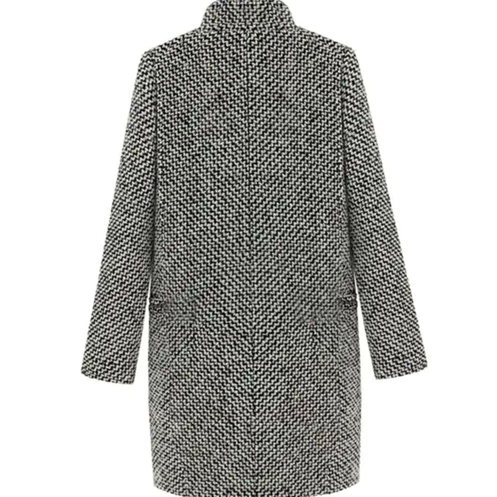 Women's Houndstooth Structured Longline Long Coat